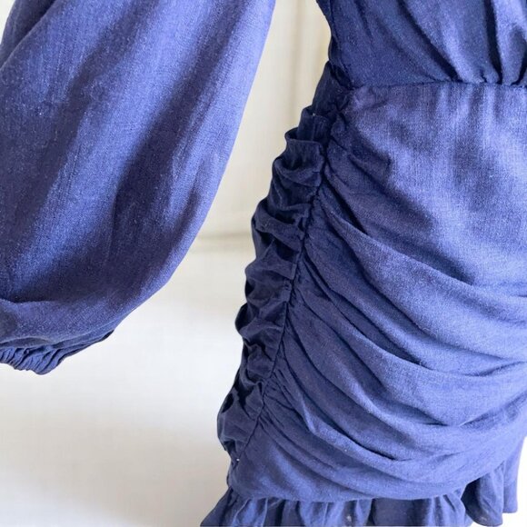 NWT Elliatt Saga Linen Mini Dress - Navy - Picture 4 of 10